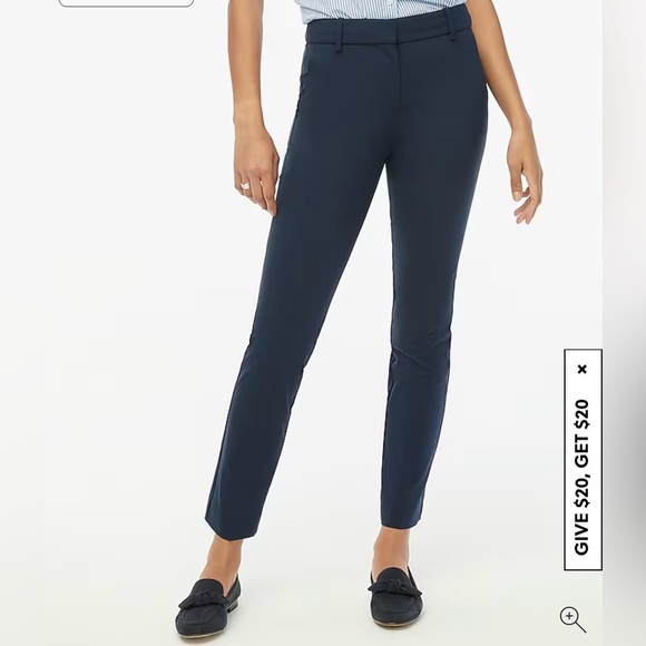 J.Crew Women's Navy Trousers Size 8 Tapered Leg Faux Pockets Work Wear Business - Picture 1 of 8